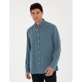 Pierre Cardin 50284405-VR032 Koyu Mavi Desenli Erkek Gömlek