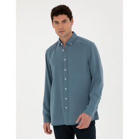 Pierre Cardin 50284405-VR032 Koyu Mavi Desenli Erkek Gömlek