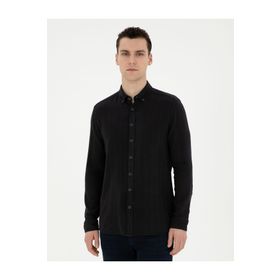 Pierre Cardin 50284407-VR046 Siyah Desenli Erkek Gömlek