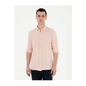 Pierre Cardin 50284407-VR078 Açık Pembe Desenli Erkek Gömlek