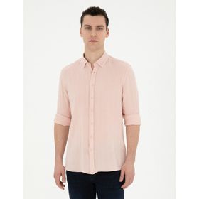 Pierre Cardin 50284407-VR078 Açık Pembe Desenli Erkek Gömlek