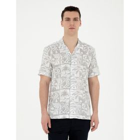 Pierre Cardin 50284410-VR024 Gri Kısa Kollu Erkek Gömlek