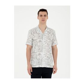 Pierre Cardin 50284410-VR024 Gri Kısa Kollu Erkek Gömlek