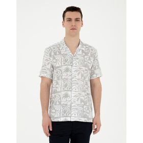 Pierre Cardin 50284410-VR024 Gri Kısa Kollu Erkek Gömlek