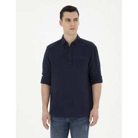 Pierre Cardin 50284592-VR033 Lacivert Desenli Erkek Gömlek