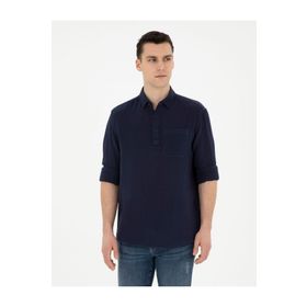 Pierre Cardin 50284592-VR033 Lacivert Desenli Erkek Gömlek