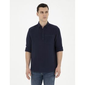 Pierre Cardin 50284592-VR033 Lacivert Desenli Erkek Gömlek