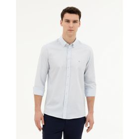 Pierre Cardin 50284872-VR003 Açık Mavi Desenli Erkek Gömlek