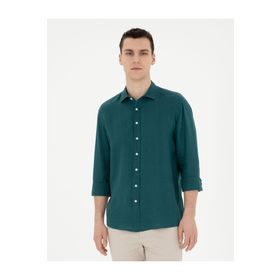 Pierre Cardin 50284915-VR055 Zümrüt Desenli Erkek Gömlek