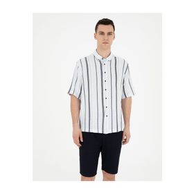 Pierre Cardin 50285540-VR033 Lacivert Kısa Kollu Erkek Gömlek
