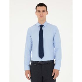 Pierre Cardin 50285562-VR036 Mavi Slim Fit Uzun Kollu Basic Erkek Gömlek