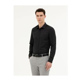 Pierre Cardin 50285594-VR046 Siyah Desenli Erkek Gömlek
