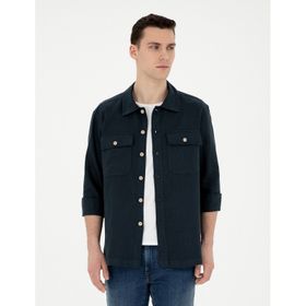 Pierre Cardin 50287504-VR033 Lacivert Desenli Erkek Gömlek