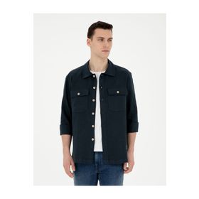 Pierre Cardin 50287504-VR033 Lacivert Desenli Erkek Gömlek