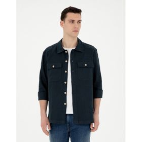 Pierre Cardin 50287504-VR033 Lacivert Desenli Erkek Gömlek