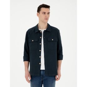 Pierre Cardin 50287504-VR033 Lacivert Desenli Erkek Gömlek
