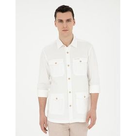 Pierre Cardin 50288044-VR011 Bej Desenli Erkek Gömlek