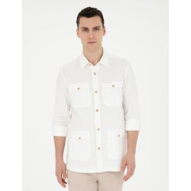 Pierre Cardin 50288044-VR011 Bej Desenli Erkek Gömlek