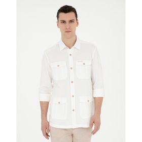Pierre Cardin 50288044-VR011 Bej Desenli Erkek Gömlek