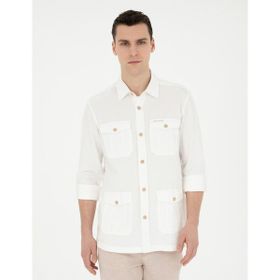 Pierre Cardin 50288044-VR011 Bej Desenli Erkek Gömlek
