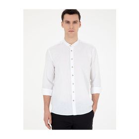 Pierre Cardin 50288526-VR013 Beyaz Desenli Erkek Gömlek