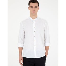 Pierre Cardin 50288526-VR013 Beyaz Desenli Erkek Gömlek