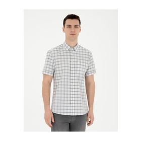 Pierre Cardin 50288566-VR024 Gri Kısa Kollu Erkek Gömlek