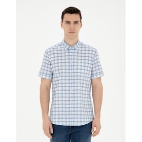Pierre Cardin 50288566-VR032 Koyu Mavi Kısa Kollu Erkek Gömlek