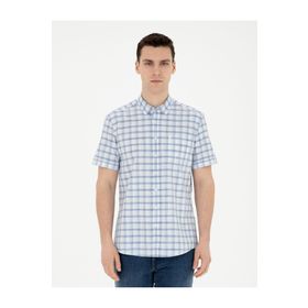 Pierre Cardin 50288566-VR032 Koyu Mavi Kısa Kollu Erkek Gömlek