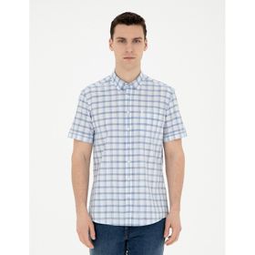 Pierre Cardin 50288566-VR032 Koyu Mavi Kısa Kollu Erkek Gömlek