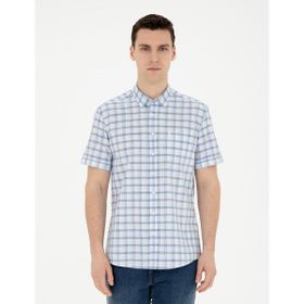 Pierre Cardin 50288566-VR032 Koyu Mavi Kısa Kollu Erkek Gömlek