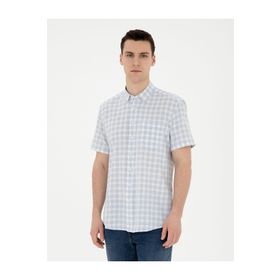 Pierre Cardin 50288740-VR003 Açık Mavi Keten Karışımlı Erkek Gömlek