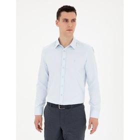 Pierre Cardin 50289391-VR003 Açık Mavi Desenli Erkek Gömlek