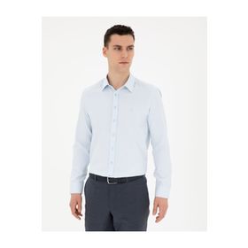Pierre Cardin 50289391-VR003 Açık Mavi Desenli Erkek Gömlek