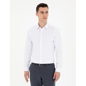 Pierre Cardin 50289391-VR013 Beyaz Desenli Erkek Gömlek