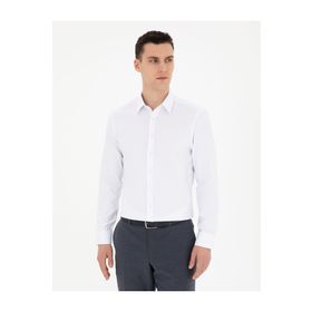 Pierre Cardin 50289391-VR013 Beyaz Desenli Erkek Gömlek