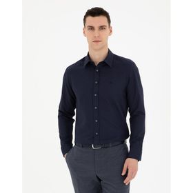 Pierre Cardin 50289391-VR033 Lacivert Desenli Erkek Gömlek