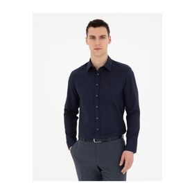 Pierre Cardin 50289391-VR033 Lacivert Desenli Erkek Gömlek