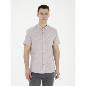 Pierre Cardin 50289394-VR014 Bordo Kısa Kollu Erkek Gömlek