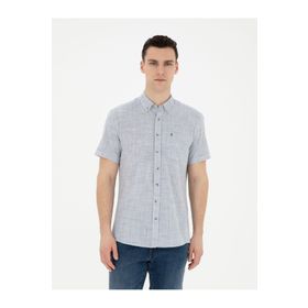 Pierre Cardin 50289394-VR033 Lacivert Kısa Kollu Erkek Gömlek