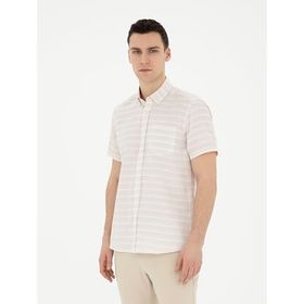 Pierre Cardin 50289412-VR011 Bej Kısa Kollu Erkek Gömlek