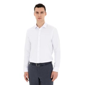 Pierre Cardin 50289416-VR013 Beyaz Desenli Erkek Gömlek