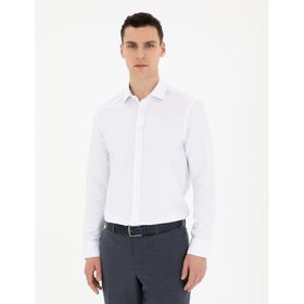 Pierre Cardin 50289416-VR013 Beyaz Desenli Erkek Gömlek