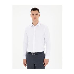 Pierre Cardin 50289416-VR013 Beyaz Desenli Erkek Gömlek