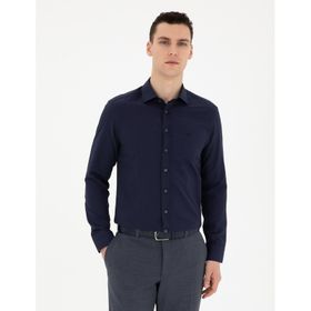 Pierre Cardin 50289416-VR033 Lacivert Desenli Erkek Gömlek