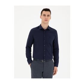 Pierre Cardin 50289416-VR033 Lacivert Desenli Erkek Gömlek