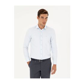 Pierre Cardin 50289417-VR003 Açık Mavi Desenli Erkek Gömlek