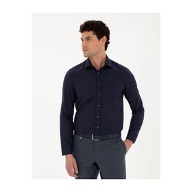 Pierre Cardin 50289417-VR033 Lacivert Desenli Erkek Gömlek