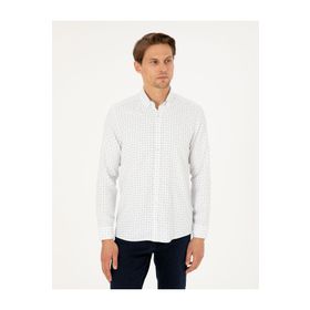 Pierre Cardin 50292262-VR054 Yeşil Slim Fit Uzun Kollu Erkek Gömlek