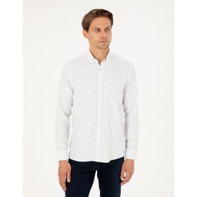 Pierre Cardin 50292262-VR054 Yeşil Slim Fit Uzun Kollu Erkek Gömlek